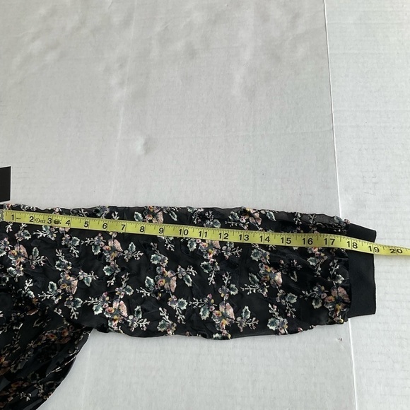 New Rebecca Taylor Womens Top 8 Floral Velvet Semi Sheer Silk Blend Black - Picture 11 of 13